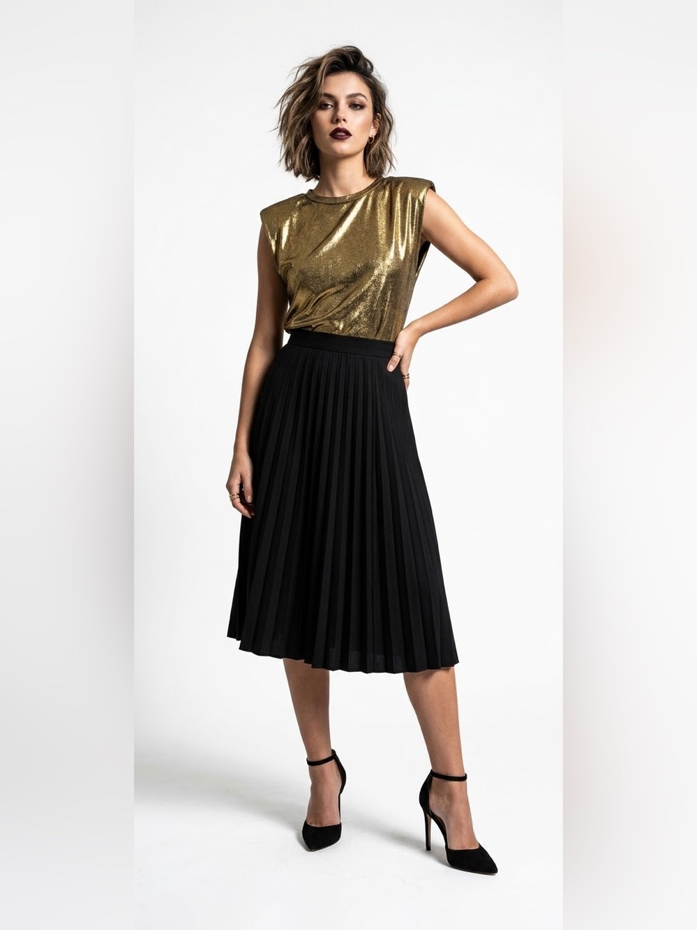 Vintage Gold Metallic Sleeveless  Top - Medium